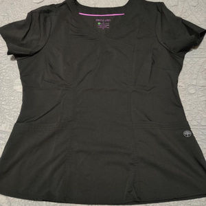 Purple Label Fitted Stretch Black Scrub Top